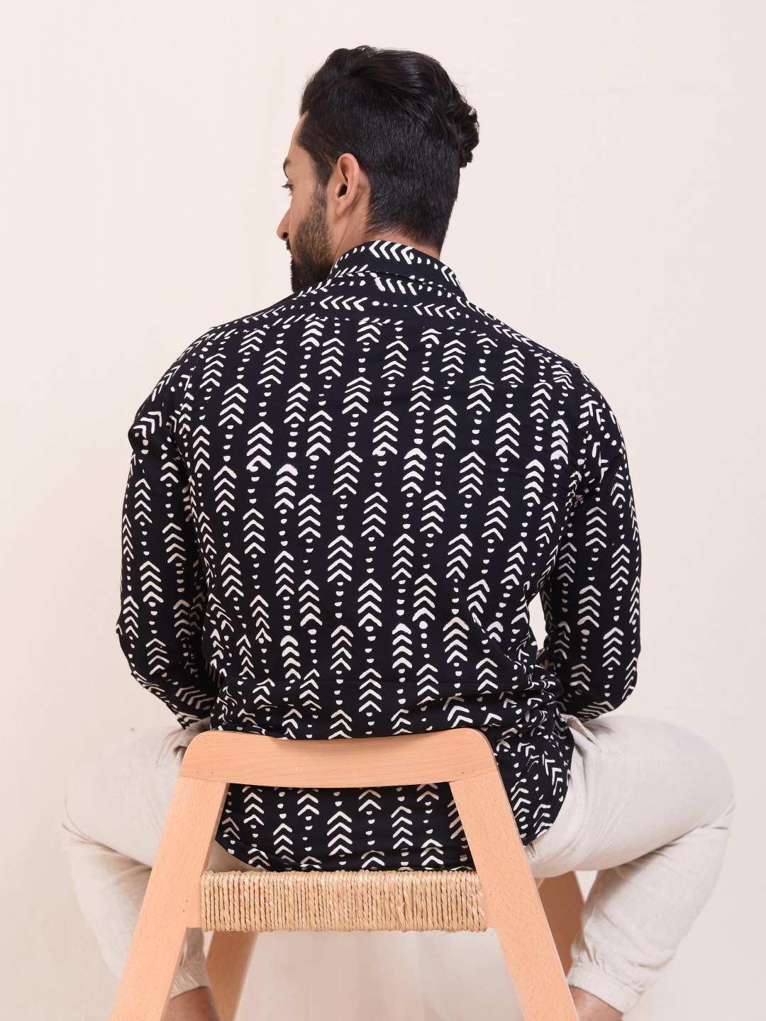 Geometric Tribe Art Block Print Slim Fit Shirt