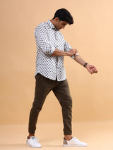 White Blossom Cotton Printed Shirt