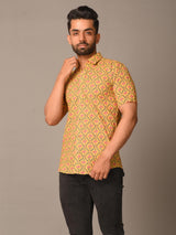 Yellow Bloomy Printed Cotton Shirt