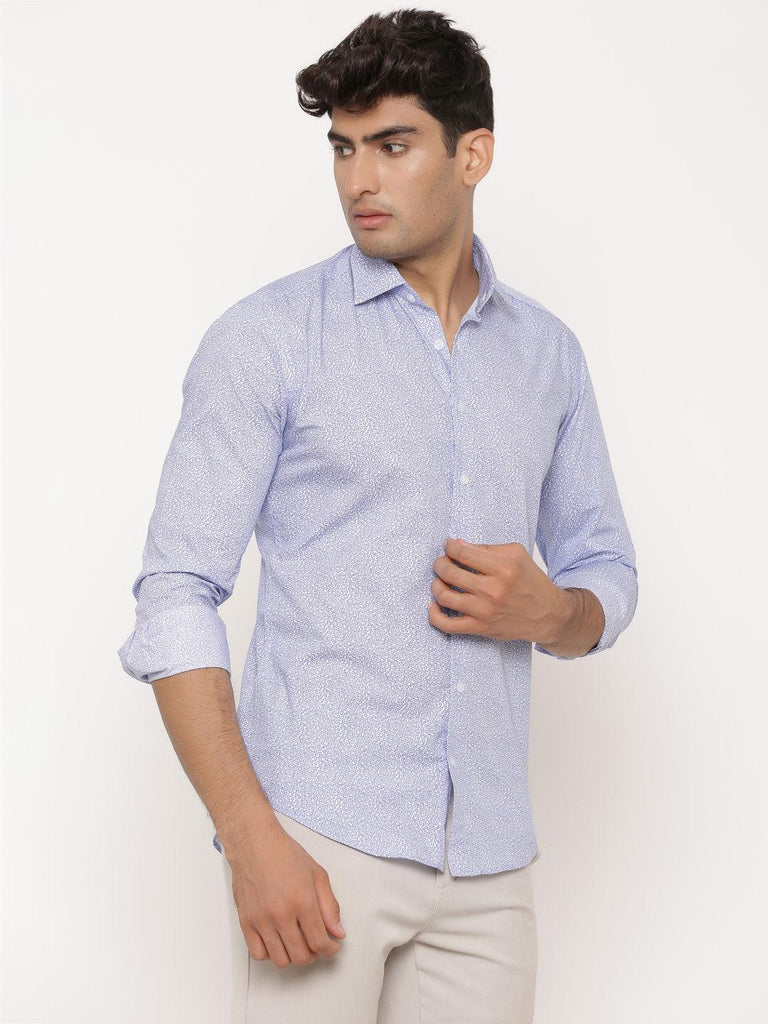 Blue and White Printed Shirt - Tistabene