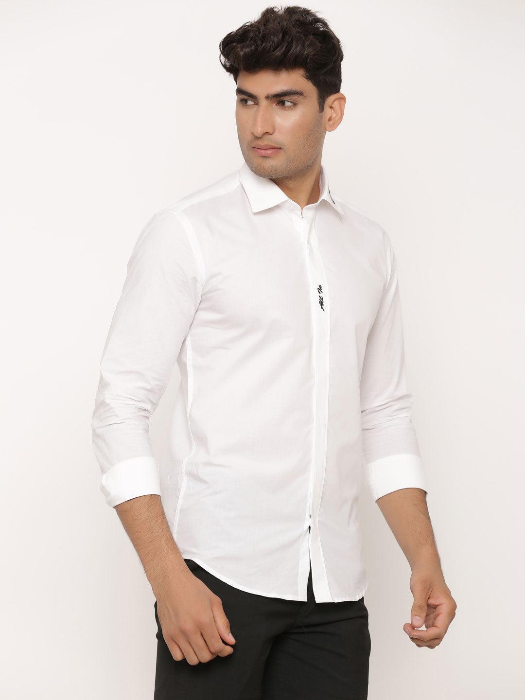 All In With Poker Chip Embroidered White Shirt - Tistabene