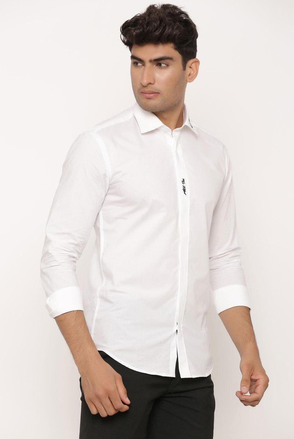 All In With Poker Chip Embroidered White Shirt - Tistabene