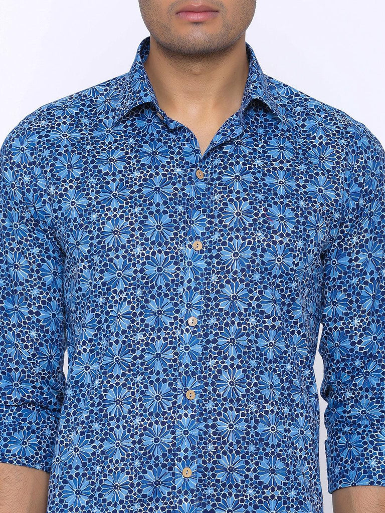 Blue Indigo Floral Shirt - Tistabene