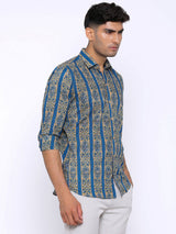printed blue shirt