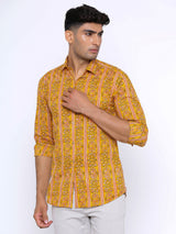 yellow printed shirt