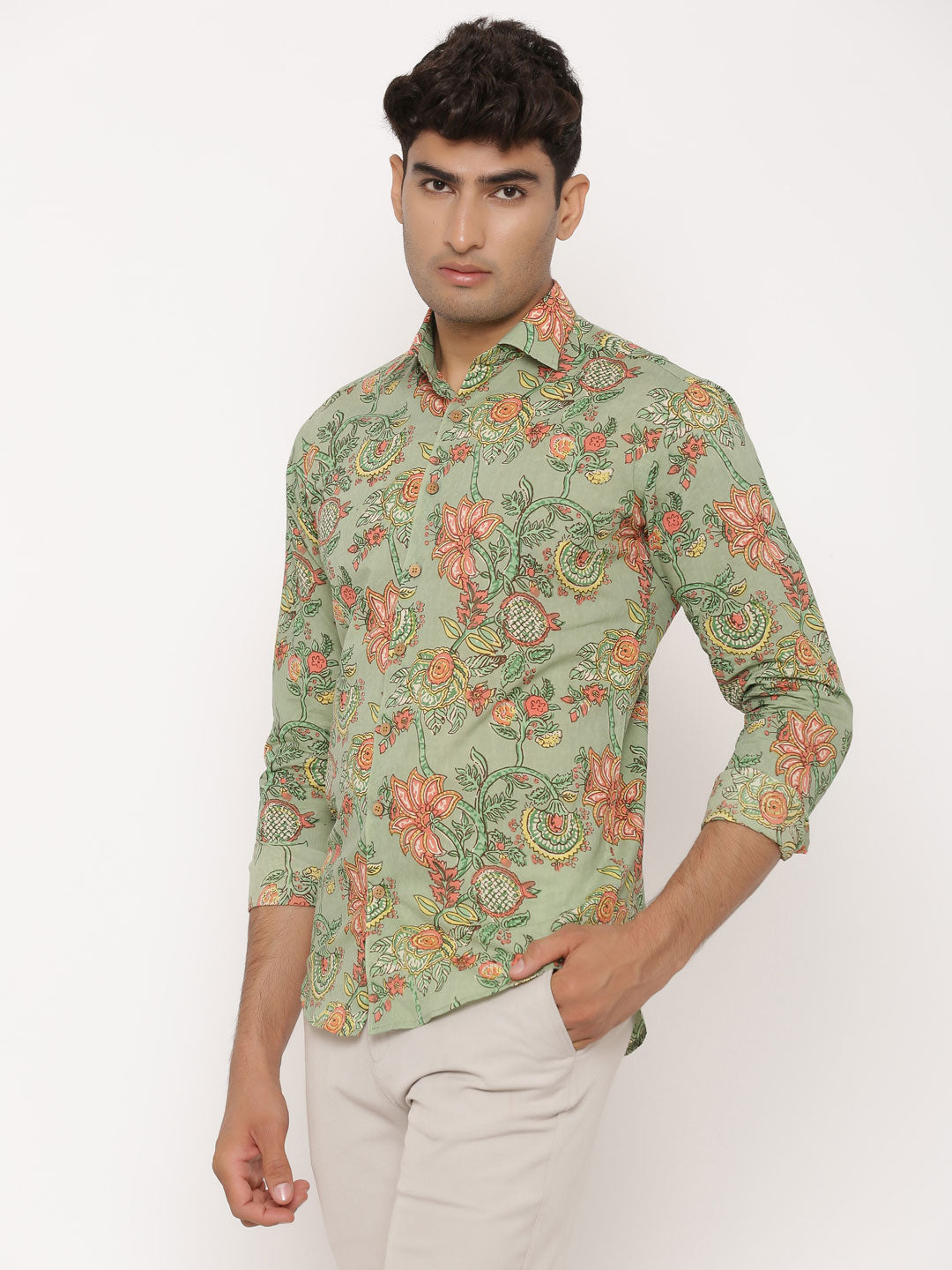 All Over Green Floral Printed Shirt