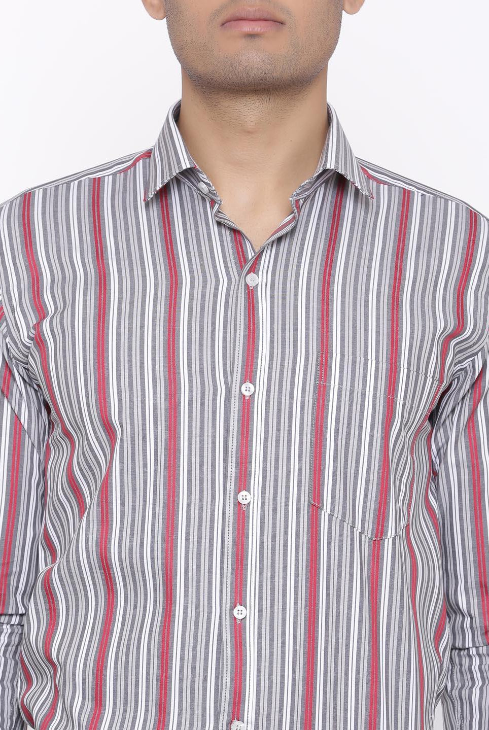 Grey and Pink Stripes Shirt - Tistabene