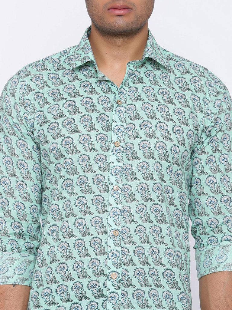 Magic Mint Printed Cotton Shirt - Tistabene