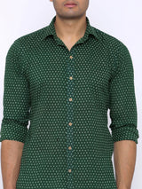 Green Polka Dotted Cotton Shirt