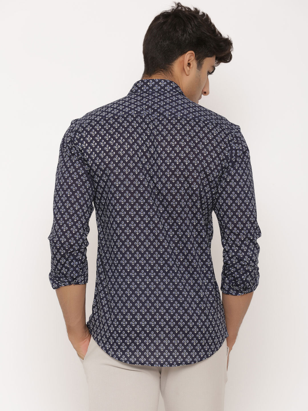 blue print shirt