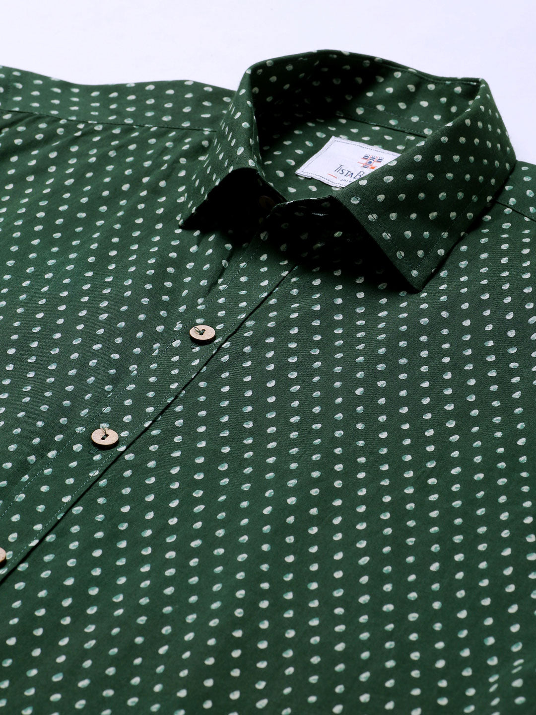 Green Polka Dotted Cotton Shirt