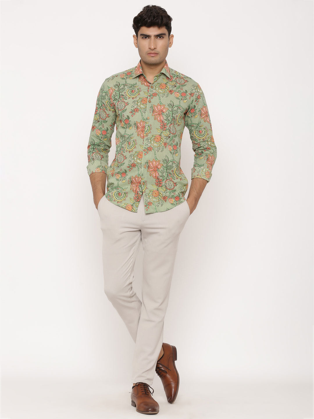 All Over Green Floral Printed Shirt