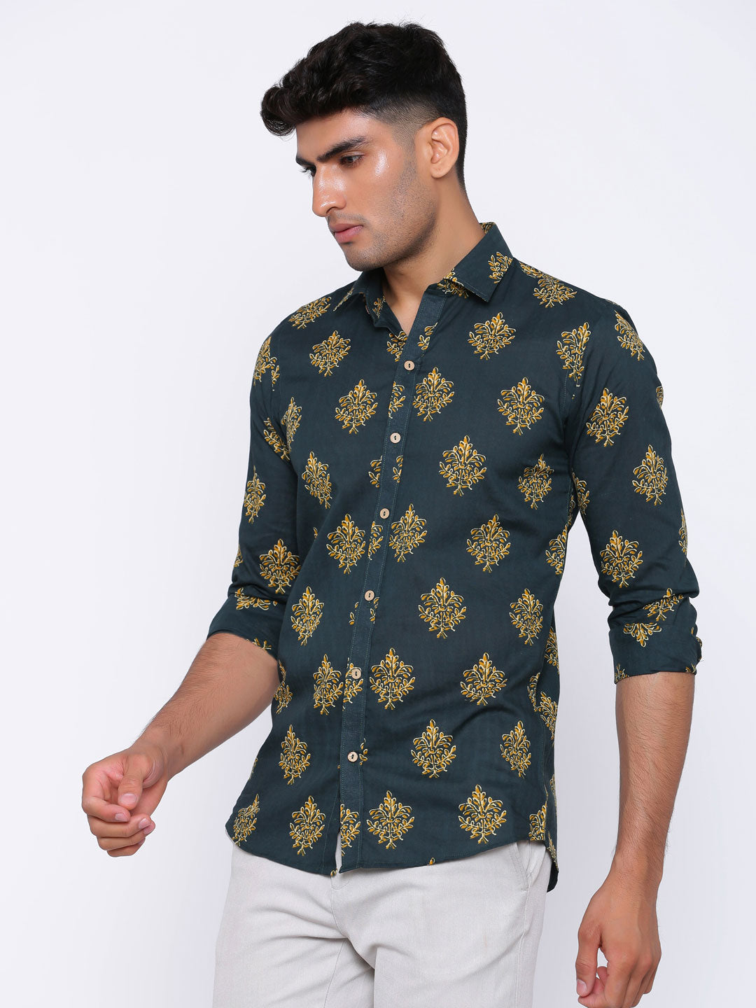Ethnic Motif Printed Cotton Shirt