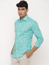 Sea Green Bandhej Printed Shirt