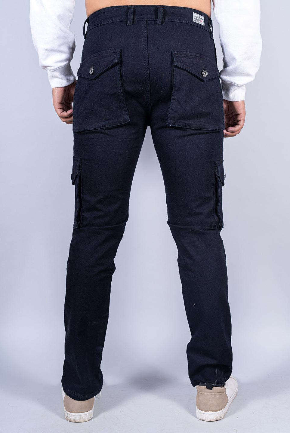 Solid Black Mens Cargo Pants - Tistabene