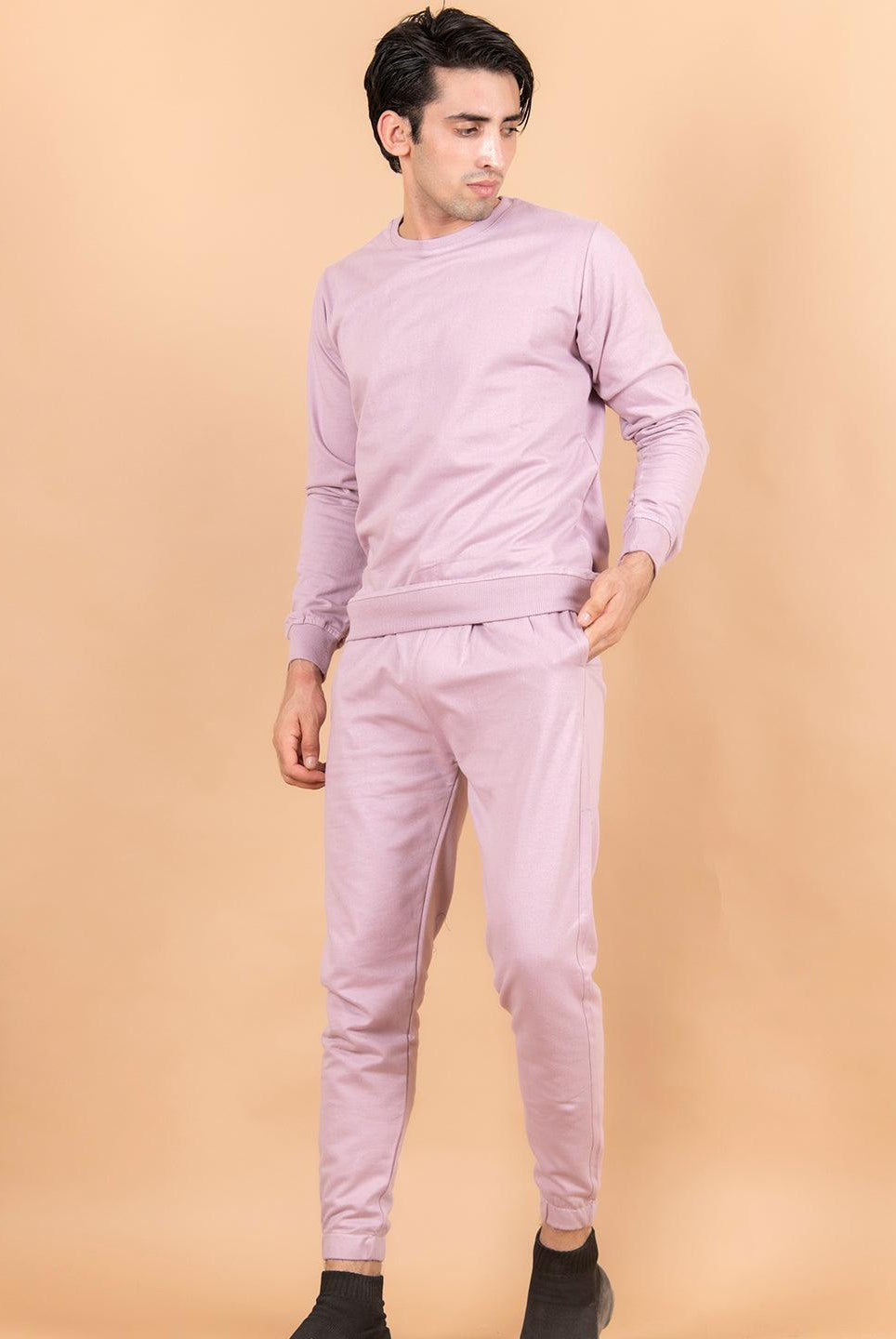Solid Lilac Sweatshirt Pattern with Shorts Co-Ord Set - Tistabene