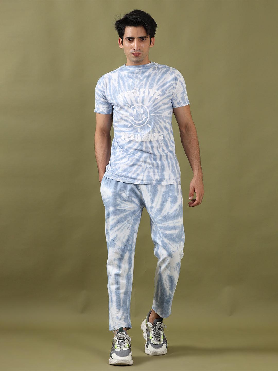 Positive Thought Sky Blue Tie & dye Co-Ord Set - Tistabene