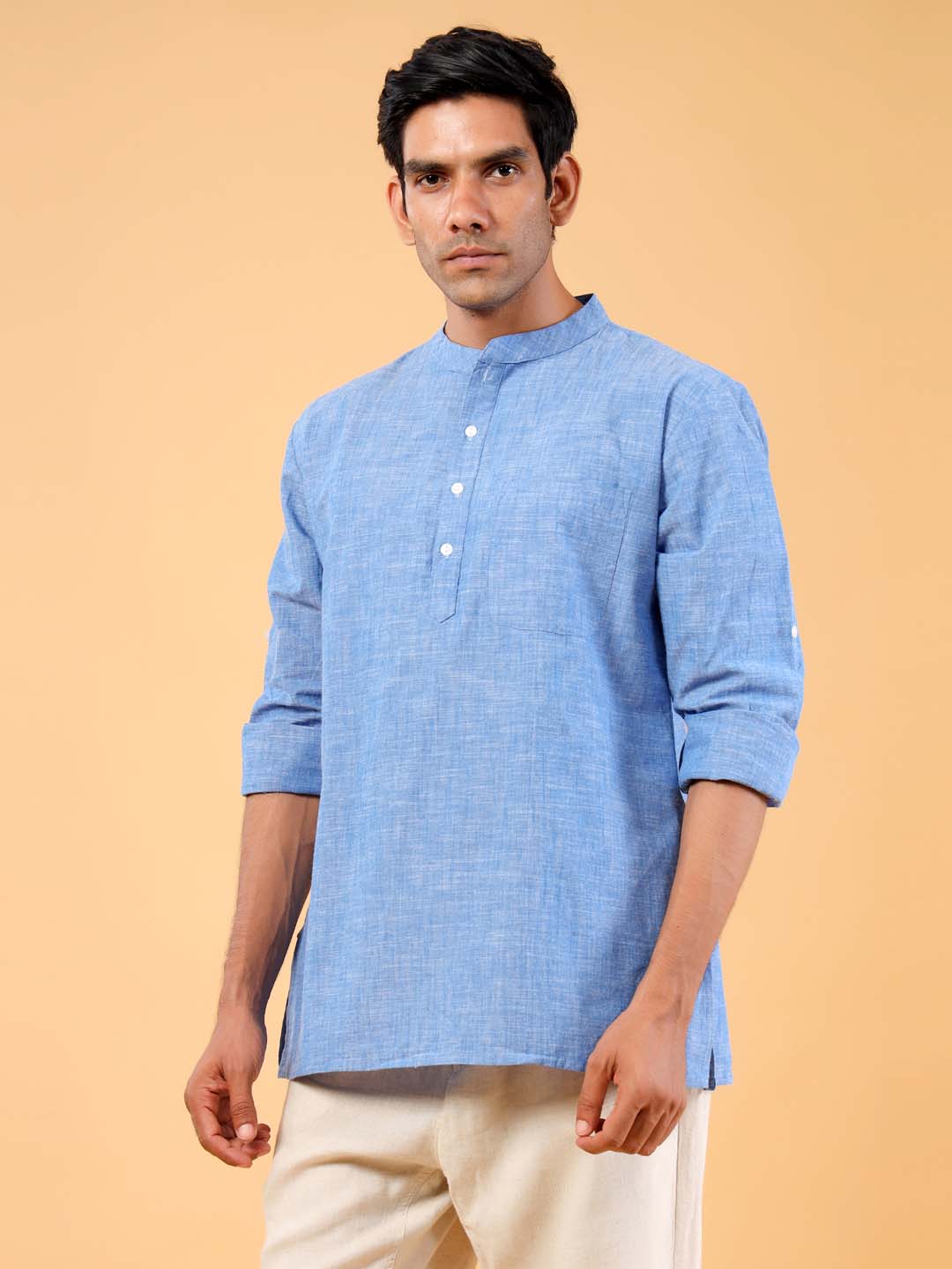 Shiny Short Kurta - Dark Blue main image 0
