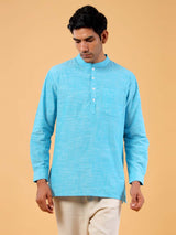 Blue Cotton Short Kurta