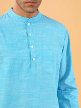 Blue Cotton Short Kurta