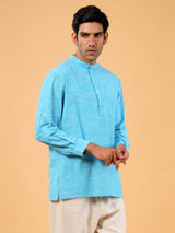 Blue Cotton Short Kurta