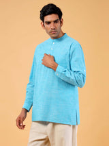 Blue Cotton Short Kurta