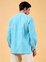 Blue Cotton Short Kurta