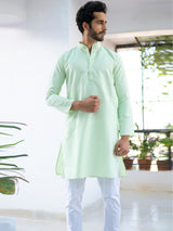 Green Solid Cotton Kurta