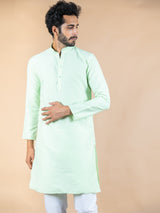 Green Solid Cotton Kurta
