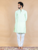 Green Solid Cotton Kurta