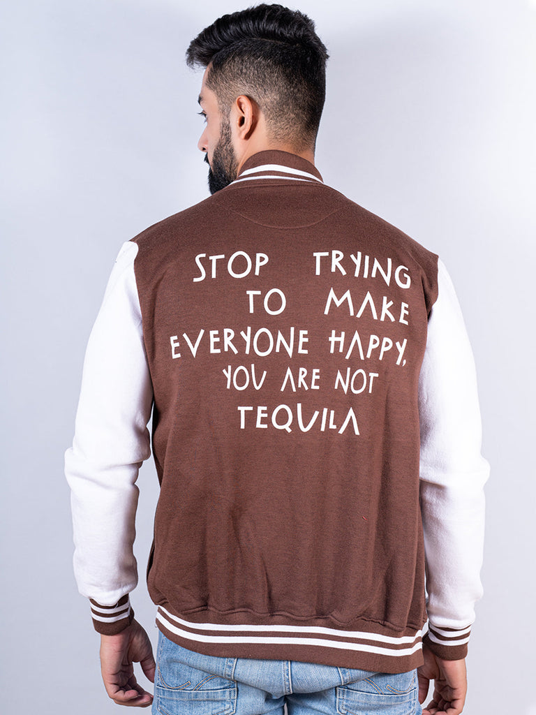 Brown R Tequila Varsity Jacket - Tistabene