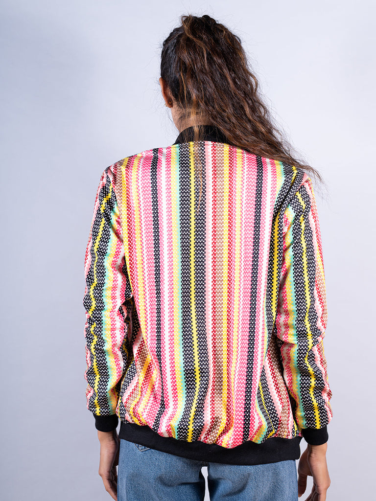 Multicolor Striped Velvet Jacket - Tistabene