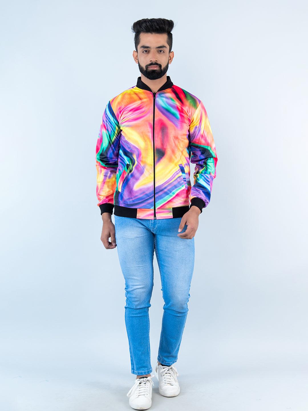 Colorful Printed Velvet Jacket - Tistabene