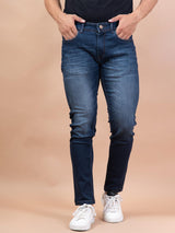blue denim ankle length stretchable mens jeans