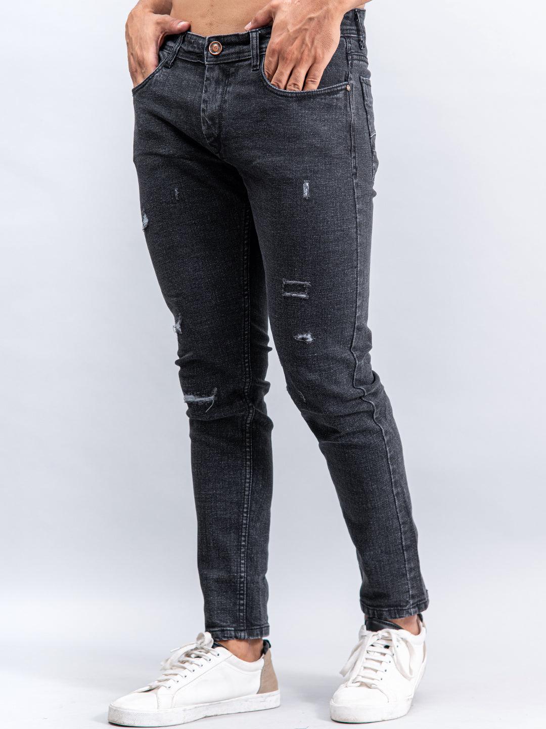 Grey Denim Ankle Length Stretchable Men's Jeans - Tistabene - Tistabene