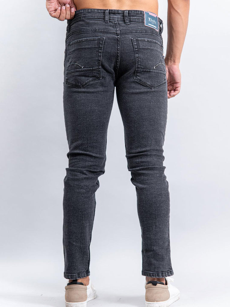 Dark Grey Denim Ankle Length Stretchable Men's Jeans - Tistabene