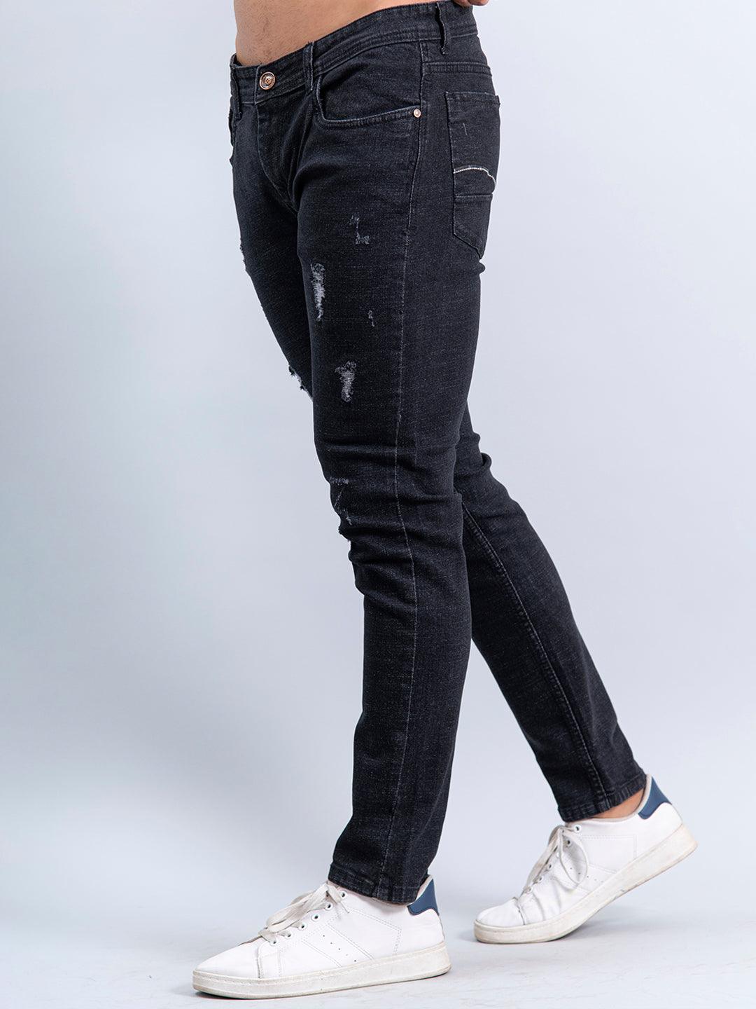 Black Denim Ankle Length Stretchable Men's Jeans