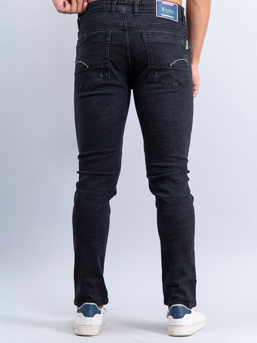 Black Denim Ankle Length Stretchable Men's Jeans - Tistabene