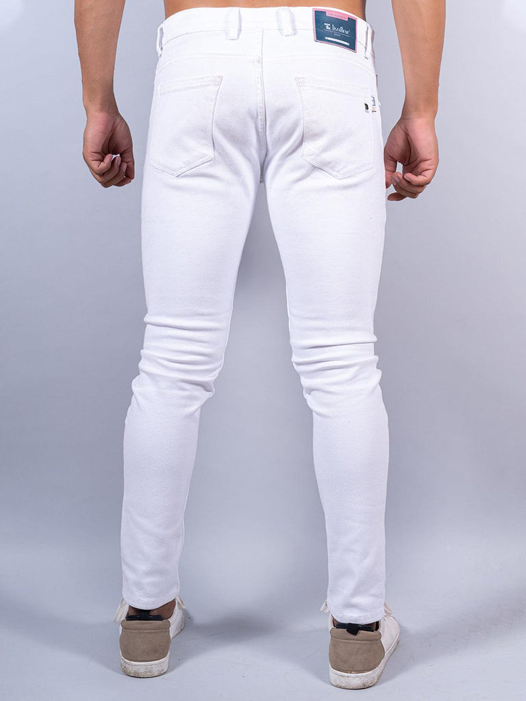 White Distressed Loose Ankle Mens Jeans - Tistabene