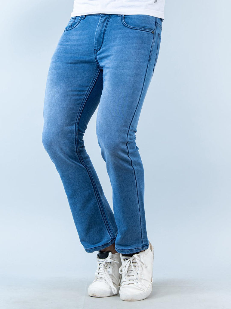 Light Blue Boot-cut Stretchable Mens Jeans - Tistabene