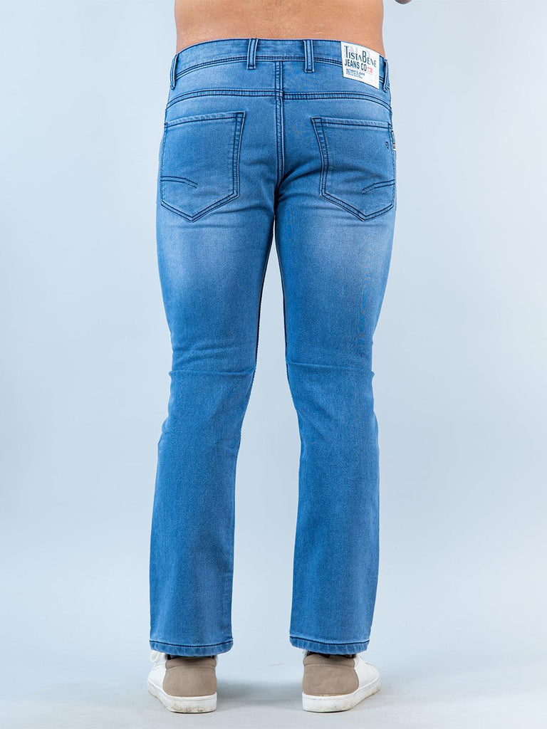 Light Blue Boot-cut Stretchable Mens Jeans - Tistabene