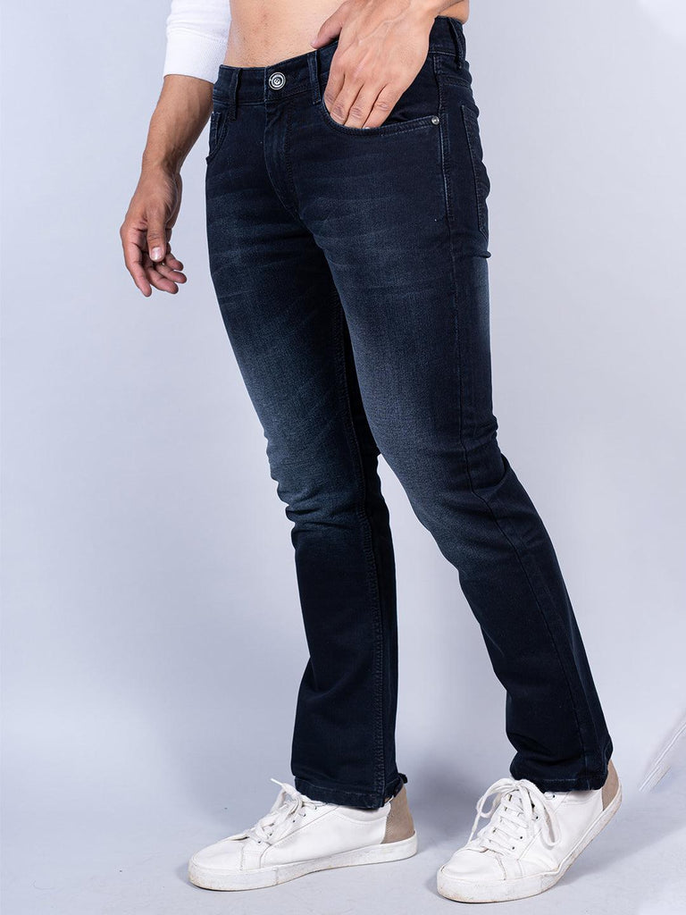 Black Boot-cut Stretchable Mens Jeans - Tistabene