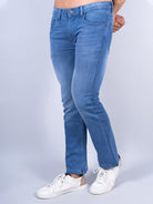 light blue boot cut stretchable mens jeans