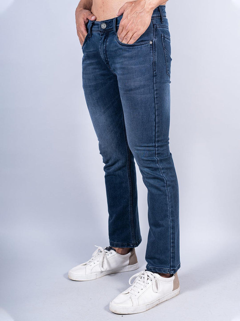 Blue Boot-cut Stretchable Mens Jeans - Tistabene
