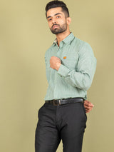 Green Stripes Shirt With Embroided Elephant - Tistabene