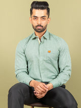 Green Stripes Shirt With Embroided Elephant - Tistabene