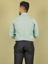 Green Stripes Shirt With Embroided Elephant - Tistabene