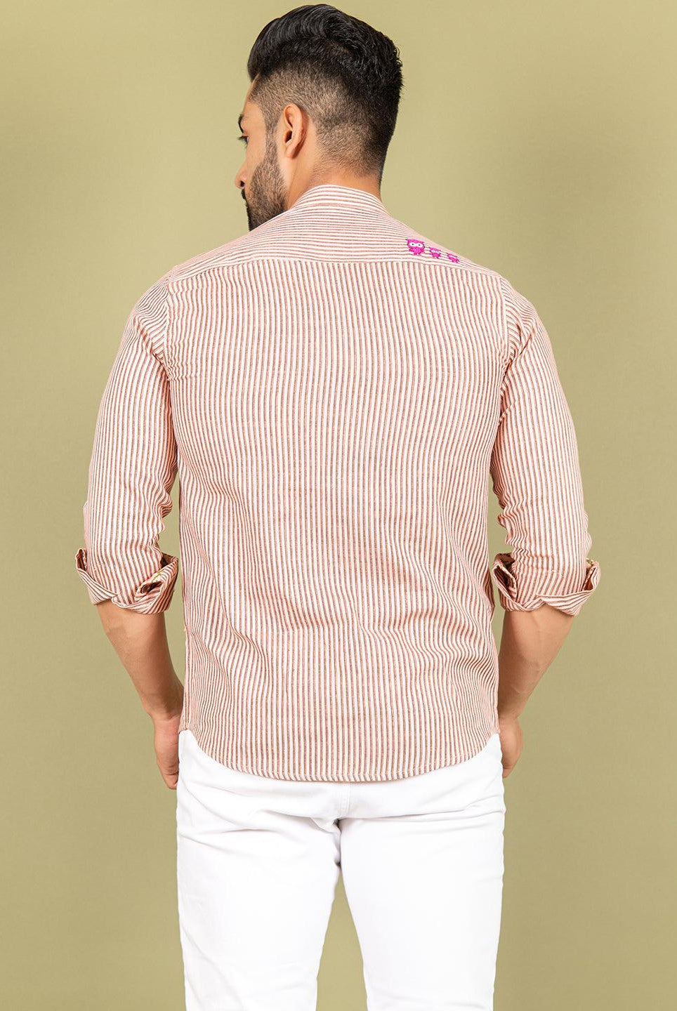Pink Stripes Shirt With Owl Embroided - Tistabene