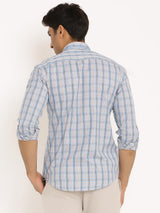 blue check shirt