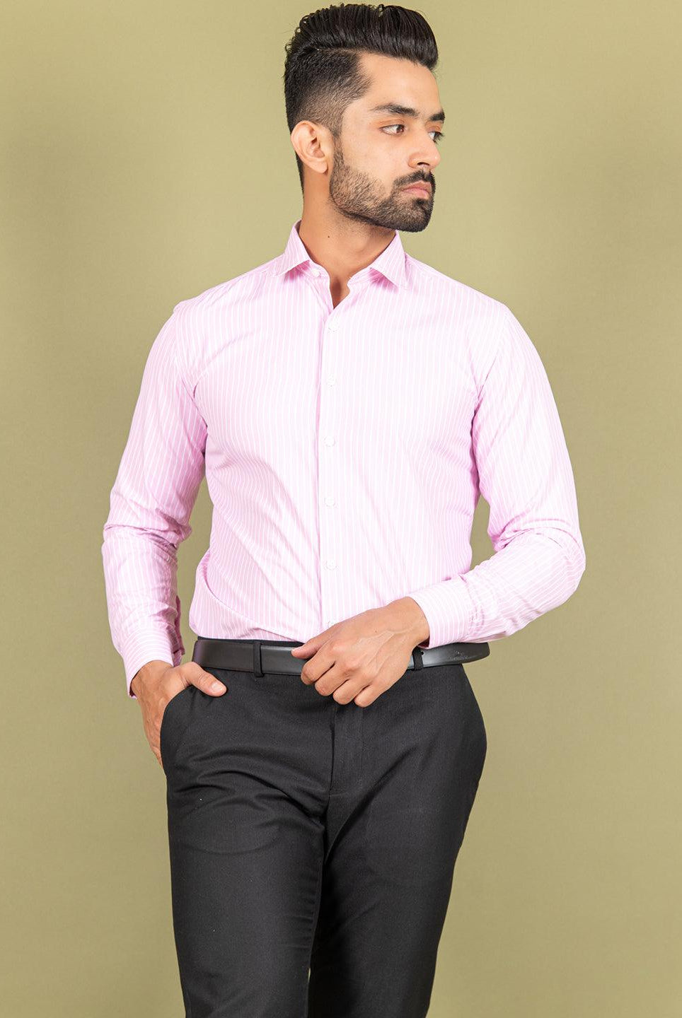 Pink and Wide Stripes Shirt - Tistabene